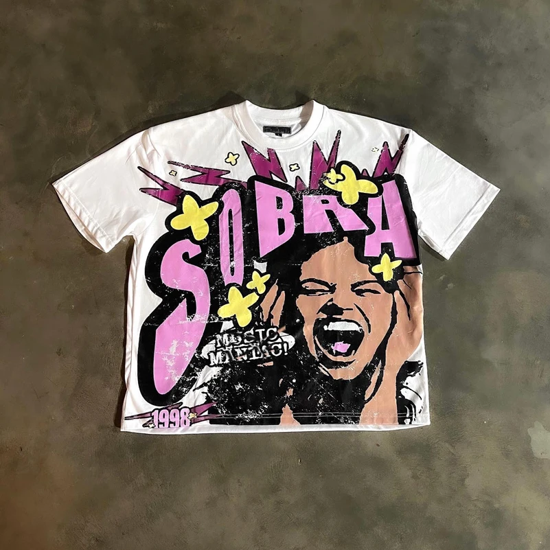 Streetwear Oversized Hip Hop Screen Print Tshirt Custom Logo Summer