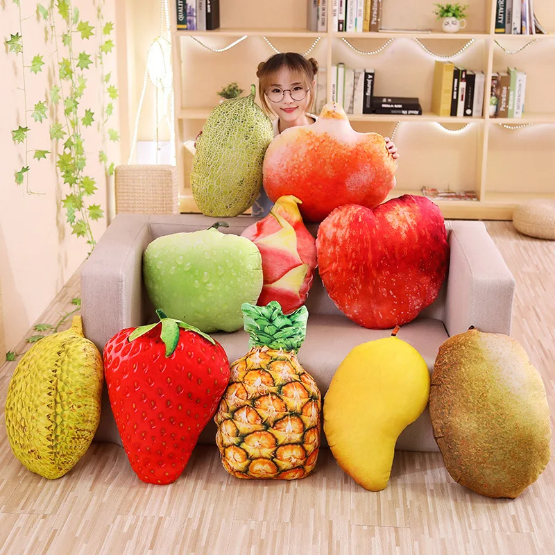 Simulation Soft Strawberry Apple Onion Corn Carrot Fruit and Vegetable Pillow Children Educational Aids Play House Plush Toys