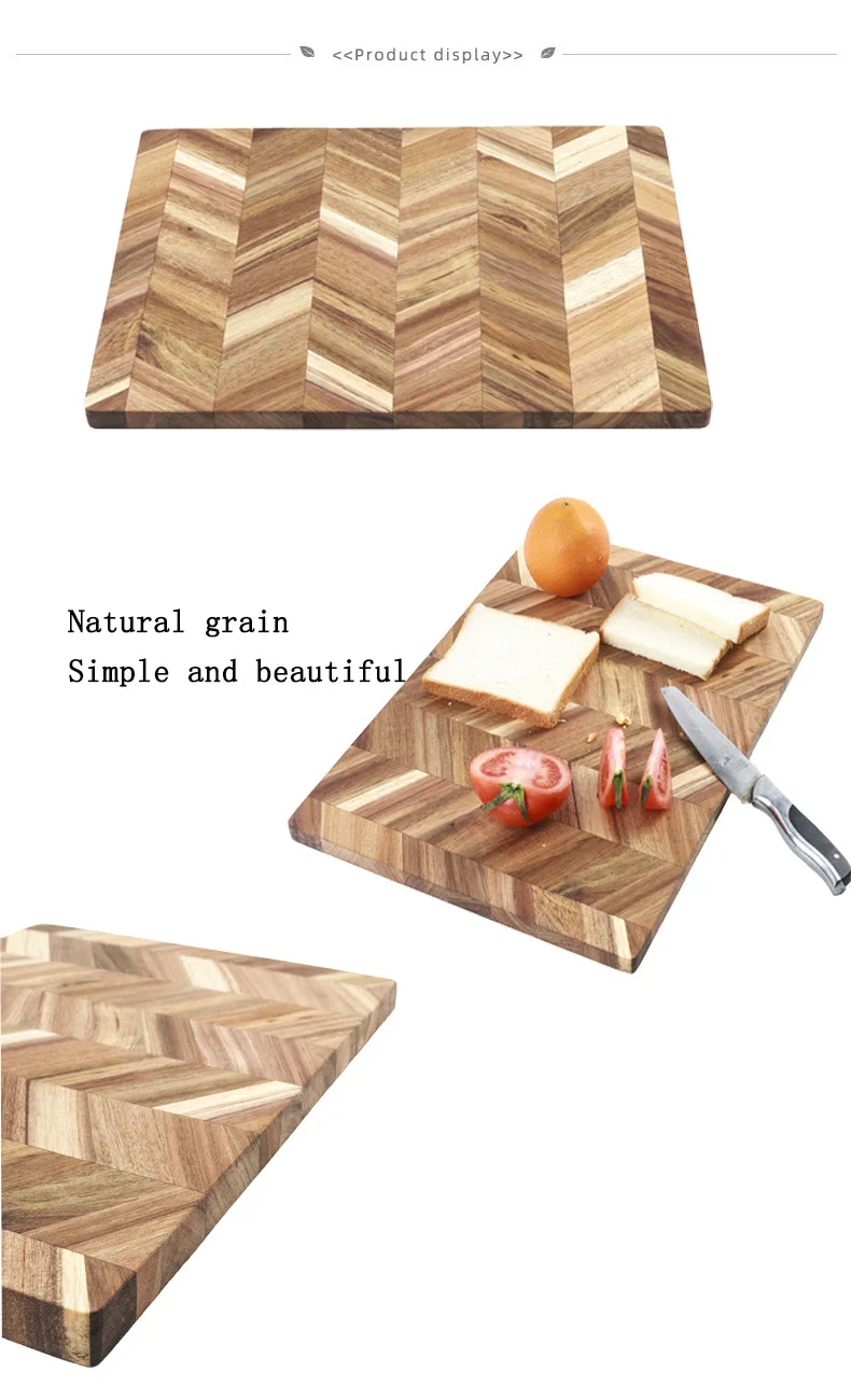 Multifunction Rectangle Engraved Solid Wood Chopping Blocks Countertop