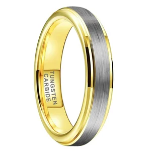 Coolstyle Jewelry 4mm Wholesale Two Tone Gold Plated Tungsten Finger Ring Women Men Dropshipping Fashion Engagement Wedding Band