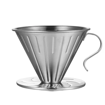 Pour Over Coffee Dripper Stainless Steel Metal Reusable Cone Coffee Filter Slow Brewing Accessories for Home Cafe Restaurants