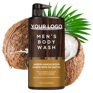 Men's Sandalwood Coconut Oil Body Wash Hydrating Shower Gel With Natural Moisturizers Deep Nourishing Cleanser for Smooth Skin