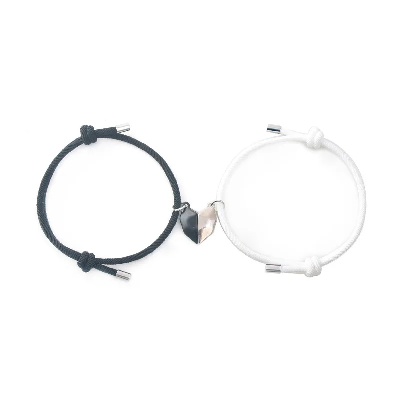 Bracciale Magnetico A Cuore Intrecciato Stile Milanese Per Coppie – Regolabile Per Donna E Uomo (Color Claretto)