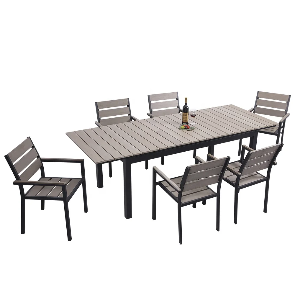 Wood Plastic Outdoor Furniture Extension Table Chairs Set Modern Outdoor Dining Table Set 6 Chairs Buy Dining Table Set 6 Chairs