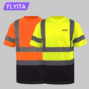 Quick Dry Polyester Custom Short Sleeve Construction Coal Work Uniform High Visibility Reflective Safety Workwear Hi Vis T Shirt