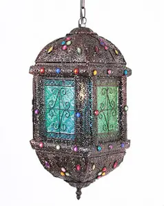 Turkish Mosaic Hanging Lantern Lamp Decorative Morocco Chandeliers Pendant Light NS-124014