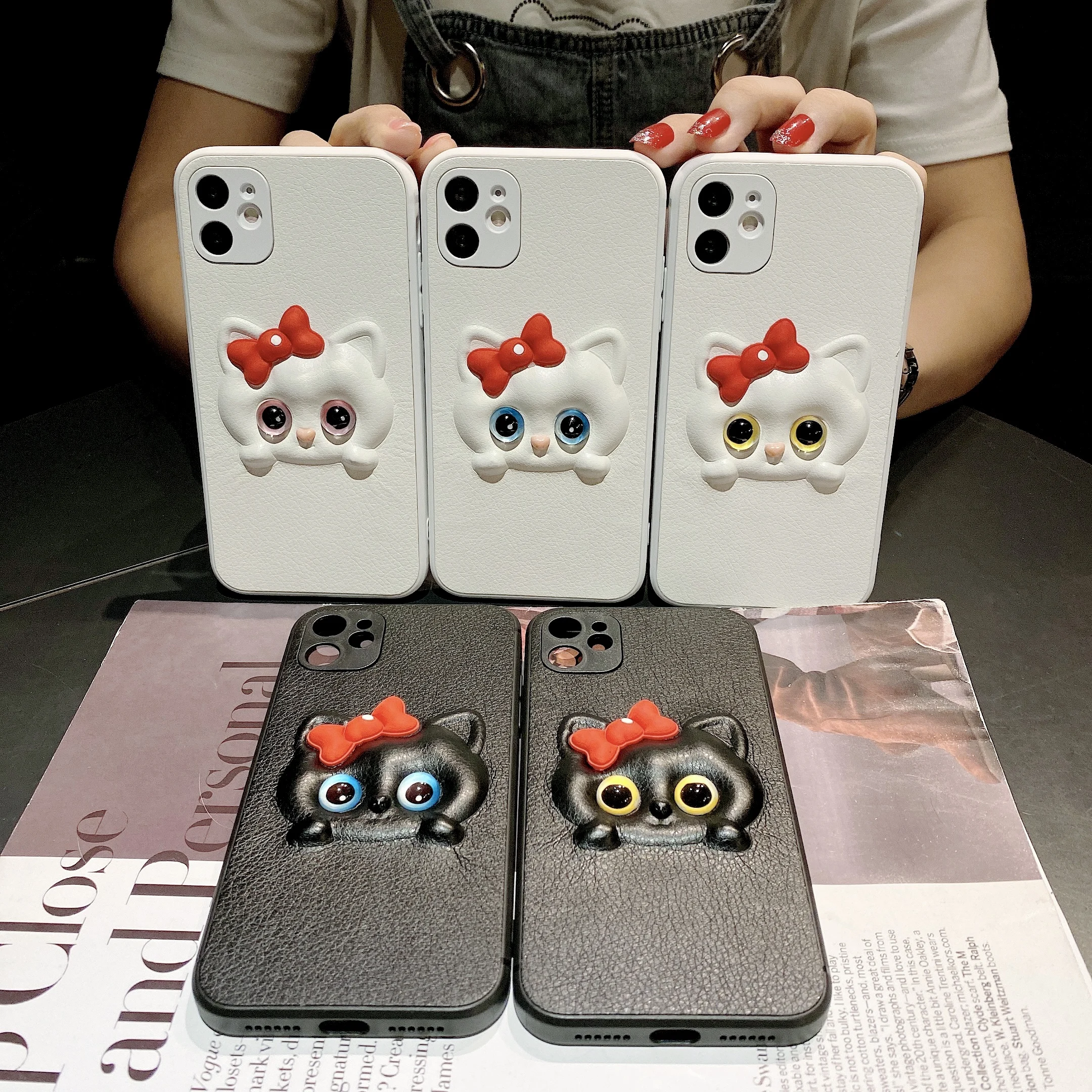 For Iphone11 12 Pro Max Phone Case  PU Leather Soft Phone Cover XS XR Luxury Cell Mobile Phone Case 3D stereoscopic