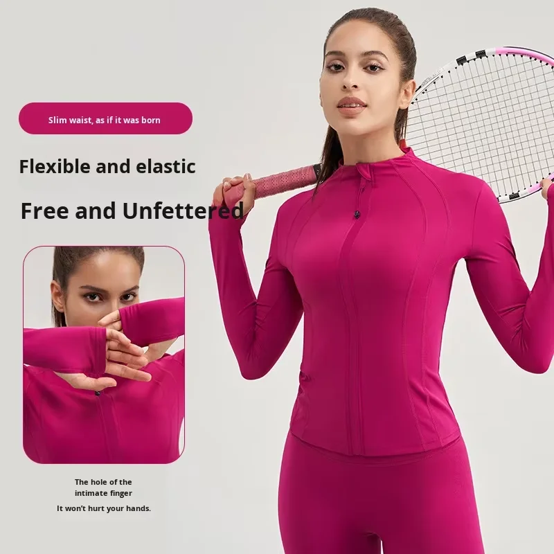 Autumn Winter Plus Size Slim Fit Zipper Cardigan Sports Jacket Front High Elasticity Com