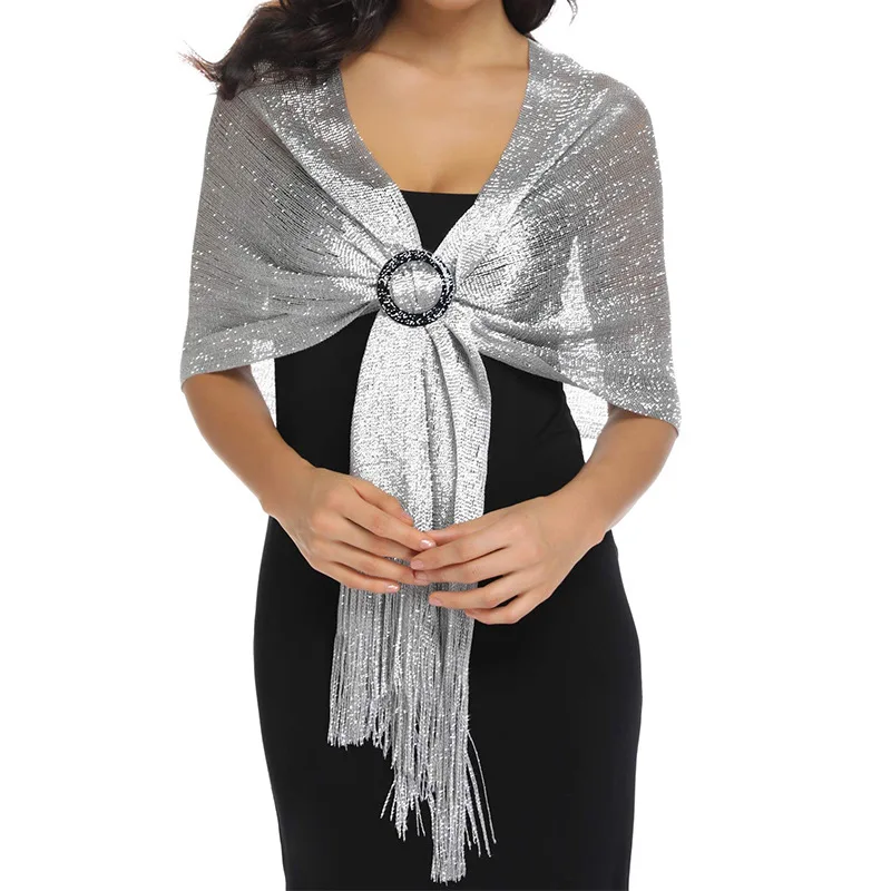 Fashion Women's Sparkling Shawl Scarf for Women Wedding and Evening Party  Dress Metallic Scarf Bridal Bridesmaid Shawls| Alibaba.com