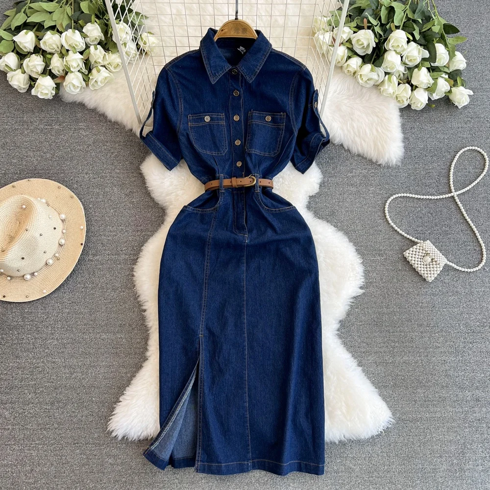 Shop Our Retro Denim Dress for Women 2024 Summer Collection
