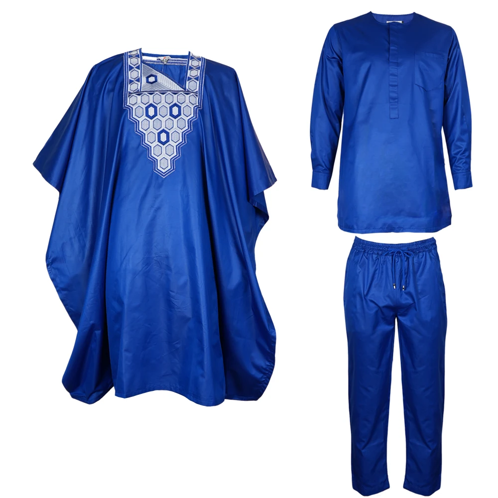 H & D PH10613 Latest New African Men Dashiki Embroidery 3 Pieces