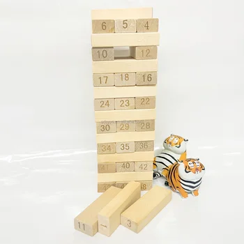 Kids Custom Macaroon Cute Animal 51Pcs Wooden Tower Mounting Blocks Stacking Game