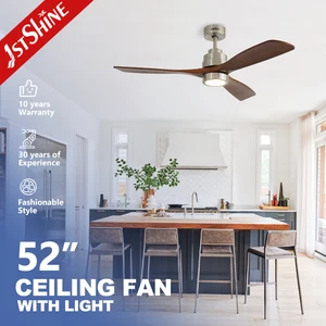 1stshine LED Ceiling Fan 52 Inches 3 Wooden Blades Natural Wind Smart TUYA APP Ceiling Fan with LED Light