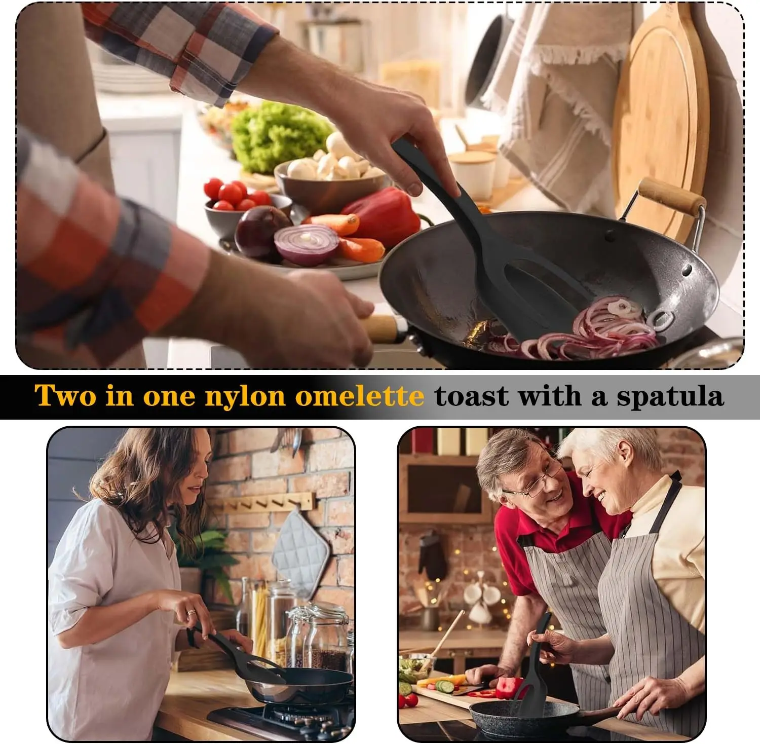 Multifunctional 2-in-1 Non-Stick Food Clip Tongs Fried Egg Cooking Turner Pancake Spatula Pizza Barbecue Omelet Clamp