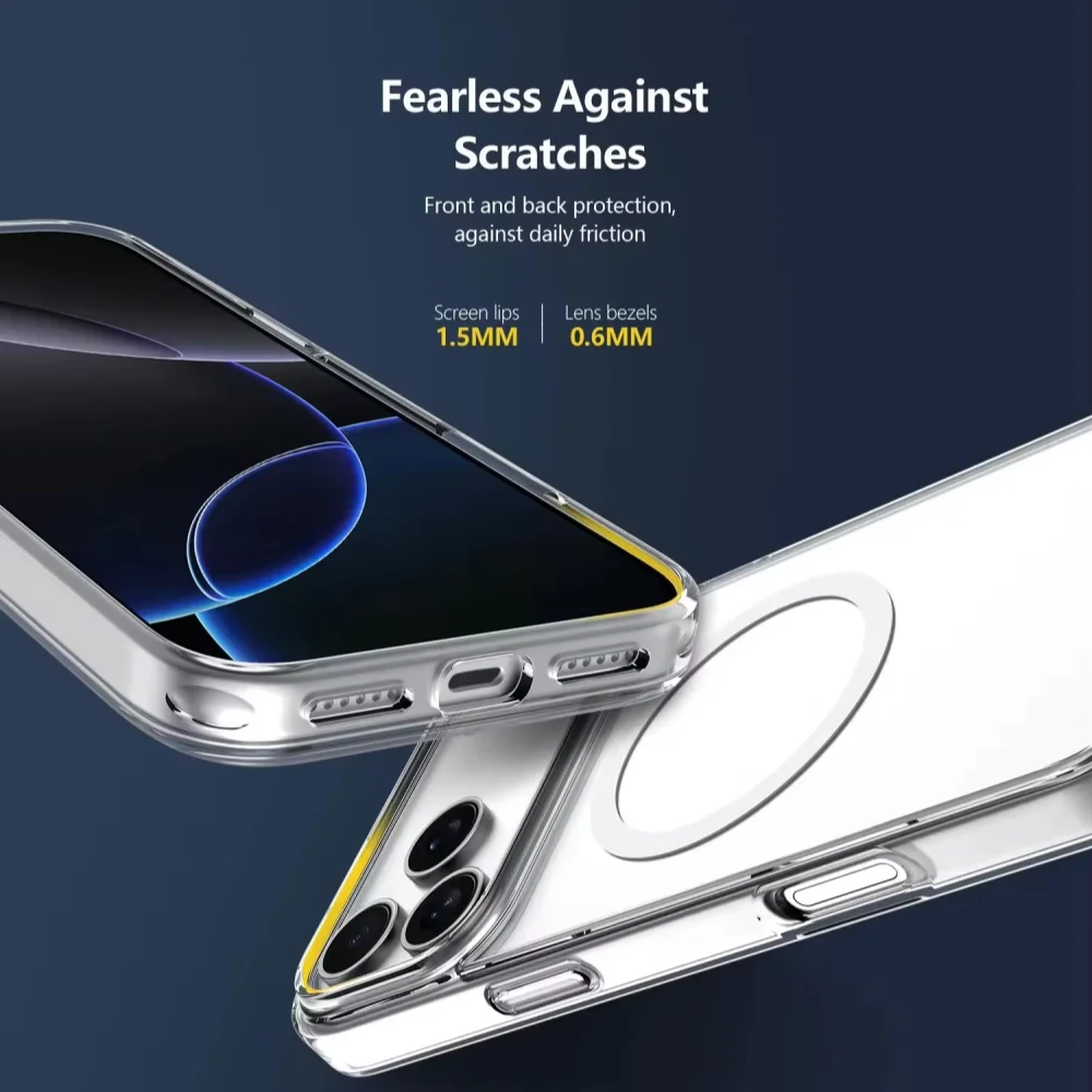 product sport crystal sparkling transparent magnetic anti drop scratch resistant wireless charging case for iphone 17 pro max laudtec-3