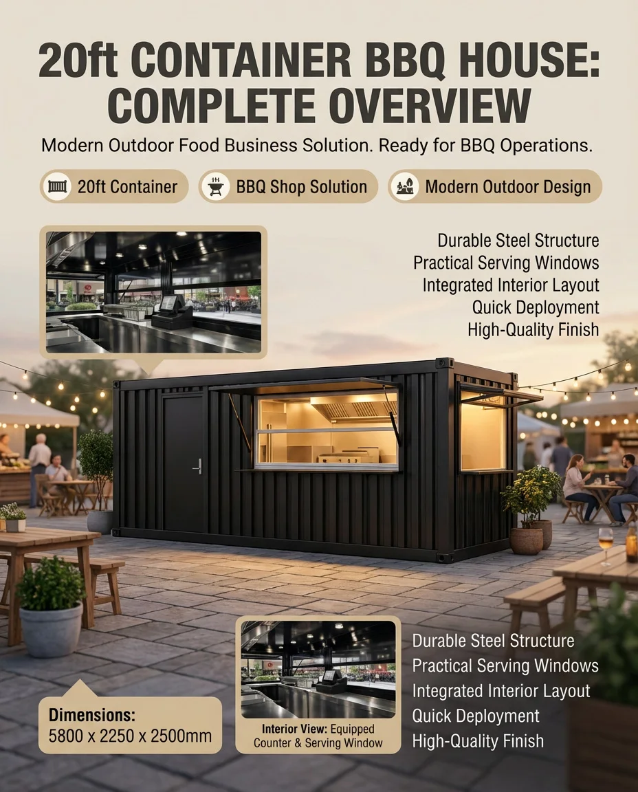 product commercial design prefab barbecue house 20ft modular shipping container shop with kitchen for outdoor catering-0
