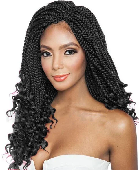 Ket Braid swiss Lace Front Synthetic Wigs High Temperature Resistant Japanese Fiber with 4 Colors Available