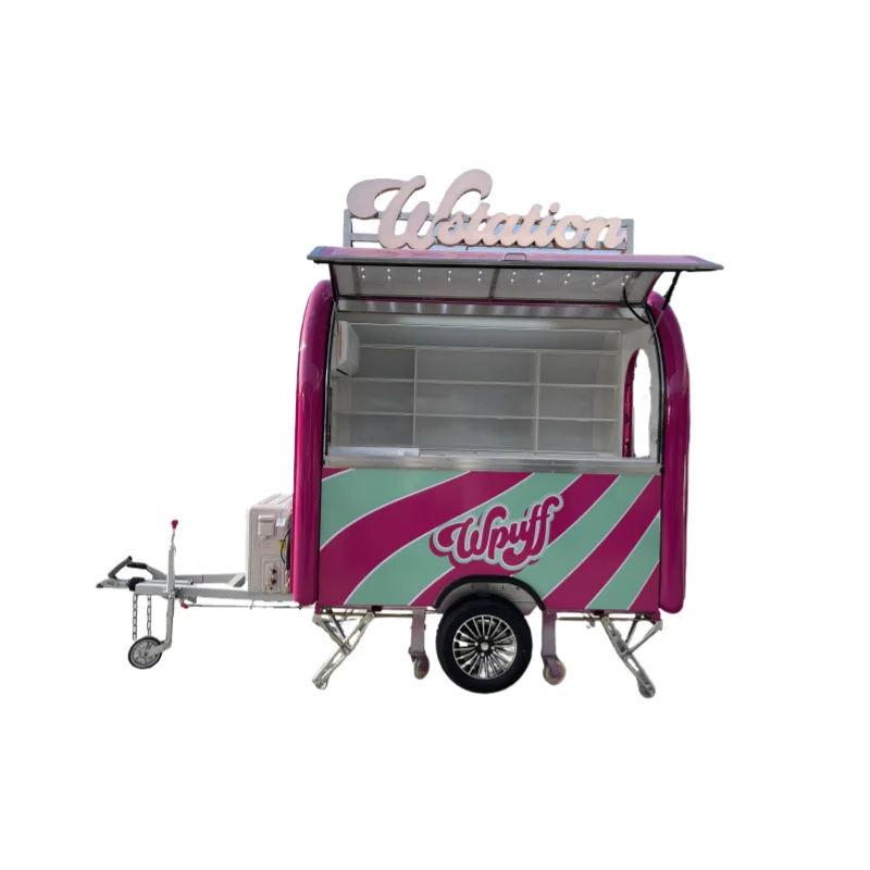 MAICHE Customized Mobile Wooden Food Trailer Truck Candy Cart Detail Bar