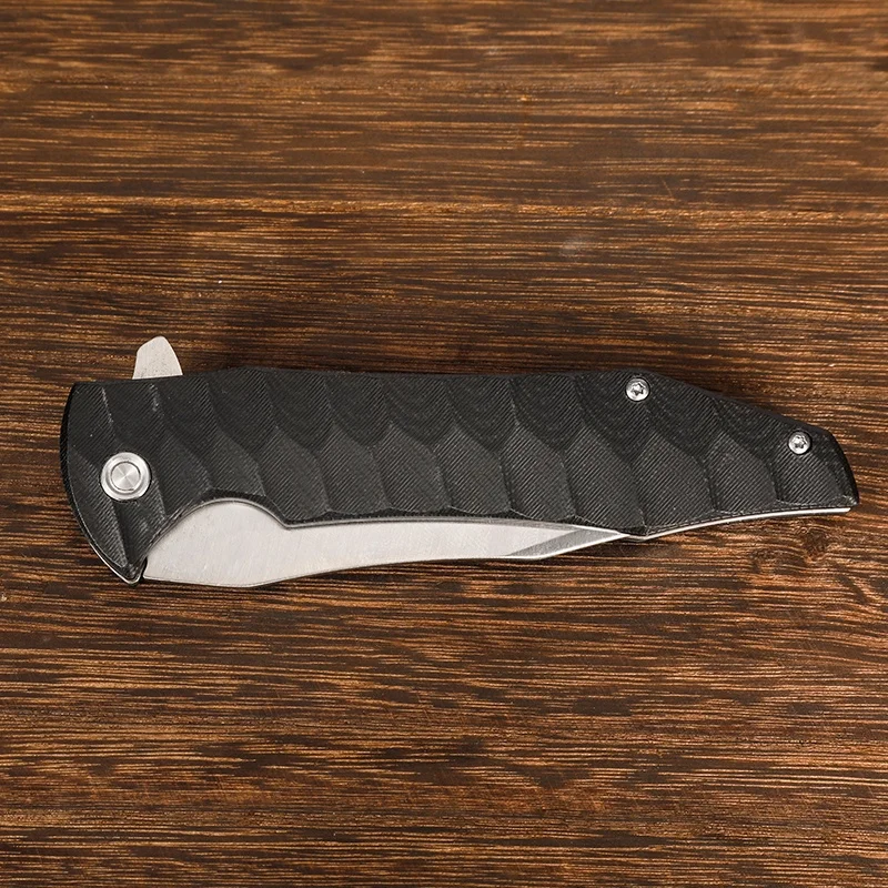 Outdoor Tactical Camping Hunting Bushcraft EDC Folding Pocket Knife G10 Push Button Combat Knife Durable Nylon OEM Customizable