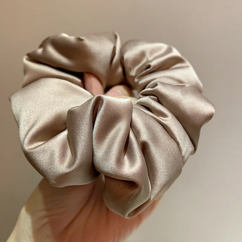 French Wide Super Soft Stain Hair Scrunchies Sweet Solid Color Padded Pillow Scrunchies Foam Filling Elastic Hair Ties Headbands