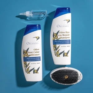 Private Label Moisturizing Hair Dye Shampoo Conditioner Set Shampoo Brush Ginger Formula Damaged Olive Oil Dye Perm Repair Free