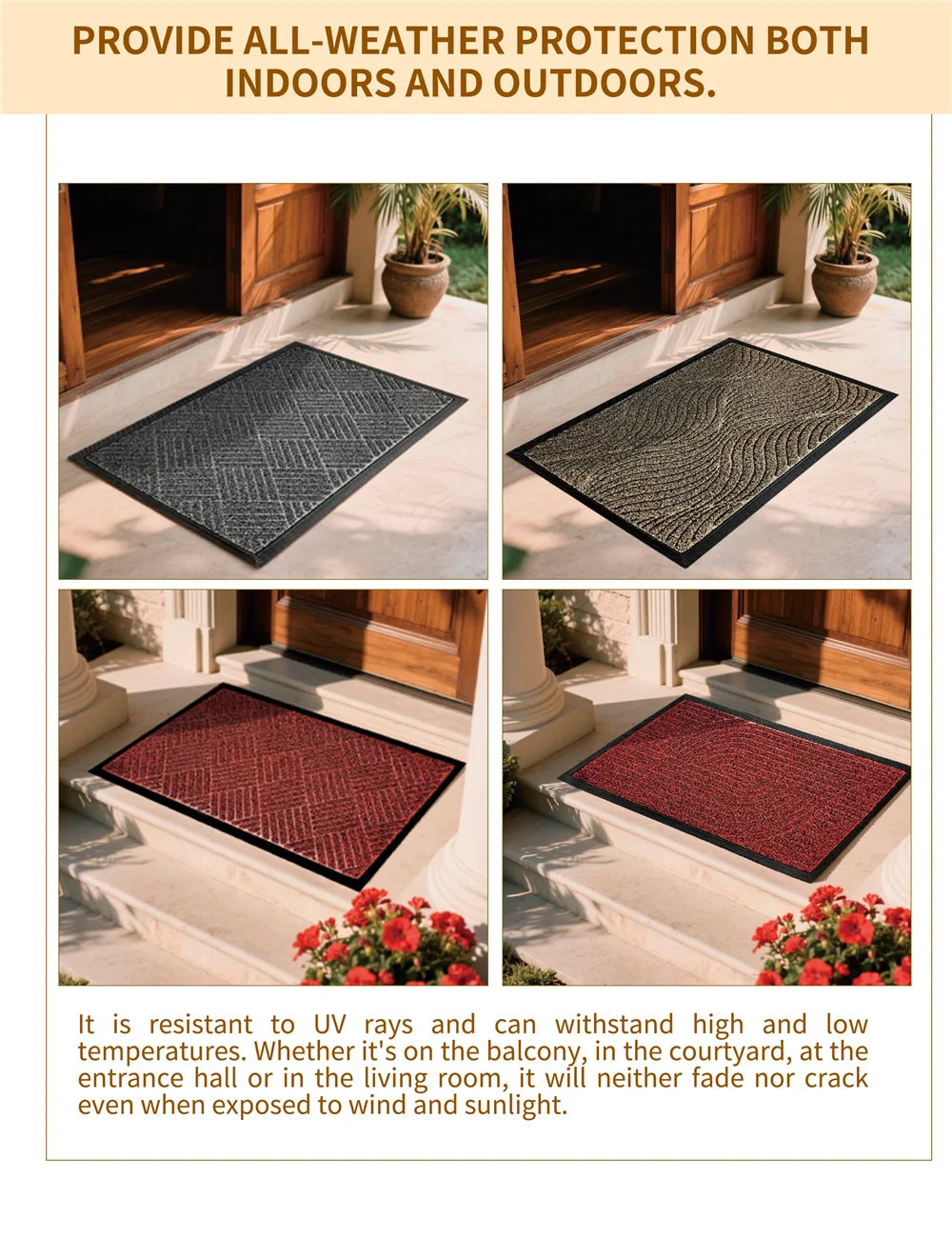 The TPE Rubber Bottom Anti-slip Door Mat with Cut Pile Carpet Surface and Dust-proof Door Mat Entrace Doormat(图7)