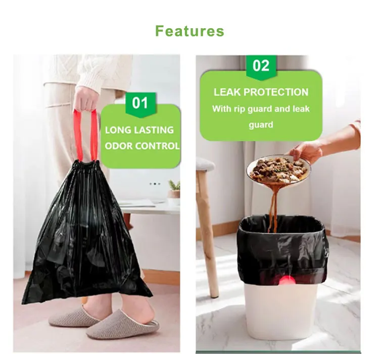 Large 39 Gallon Heavy Duty Drawstring Trash Bags 120 Liters Drawstring