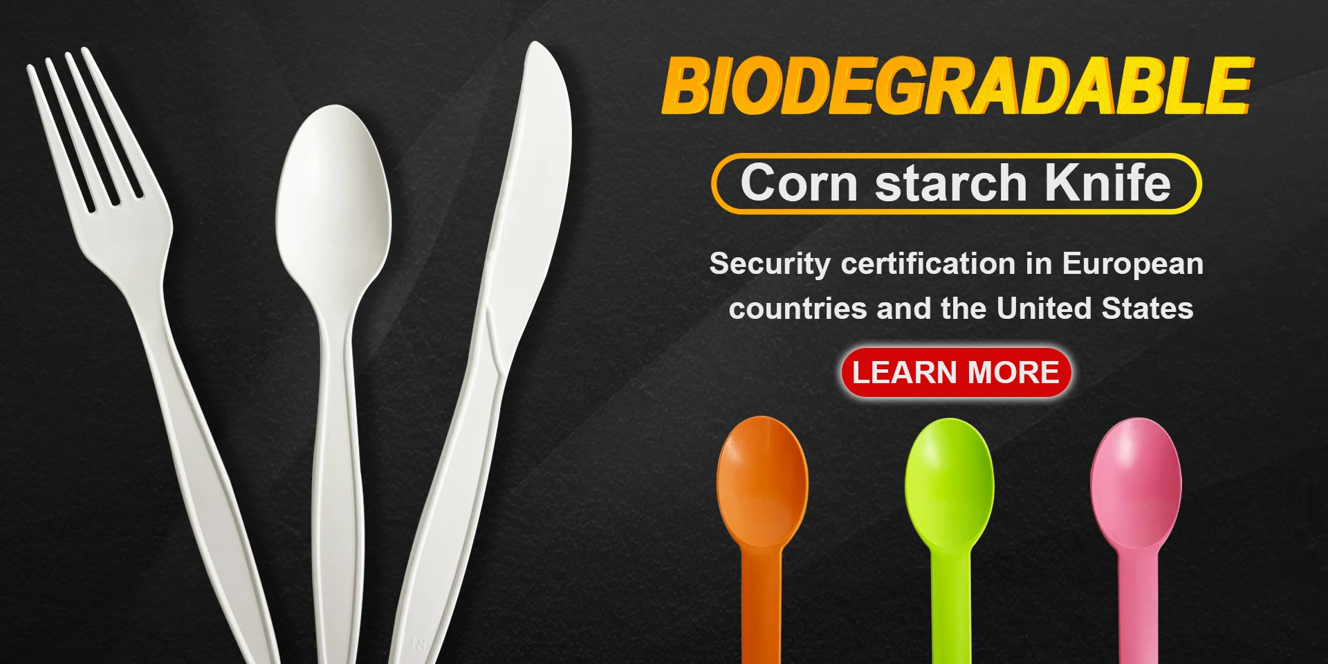 Fast food shop corn starch disposable custom eco friendly biodegradable forks