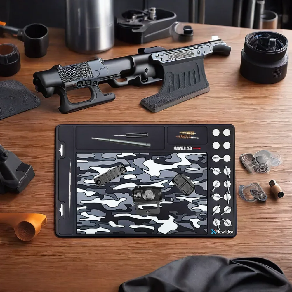 16pcs Anti-Slip Rubber Workbench Repair Cleaning Mat Waterproof Magnetic Dots Organizer Parts Tray Hunting Accessories