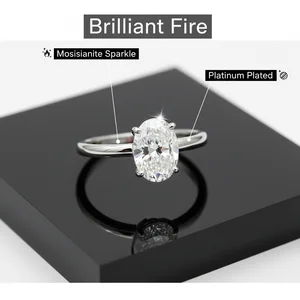 Brilliance Dazzling Fire-Sparkling Moissanite Fine 925 Sterling Silver Platinum Plated Eternity Rings for Gift Proposal Jewelry