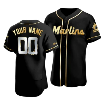 Men's Blue Miami Marlins Alternate Replica Baseball clothing Populaire  Custom Baseball Jersey Name and Number ShortSleeve Casual - AliExpress