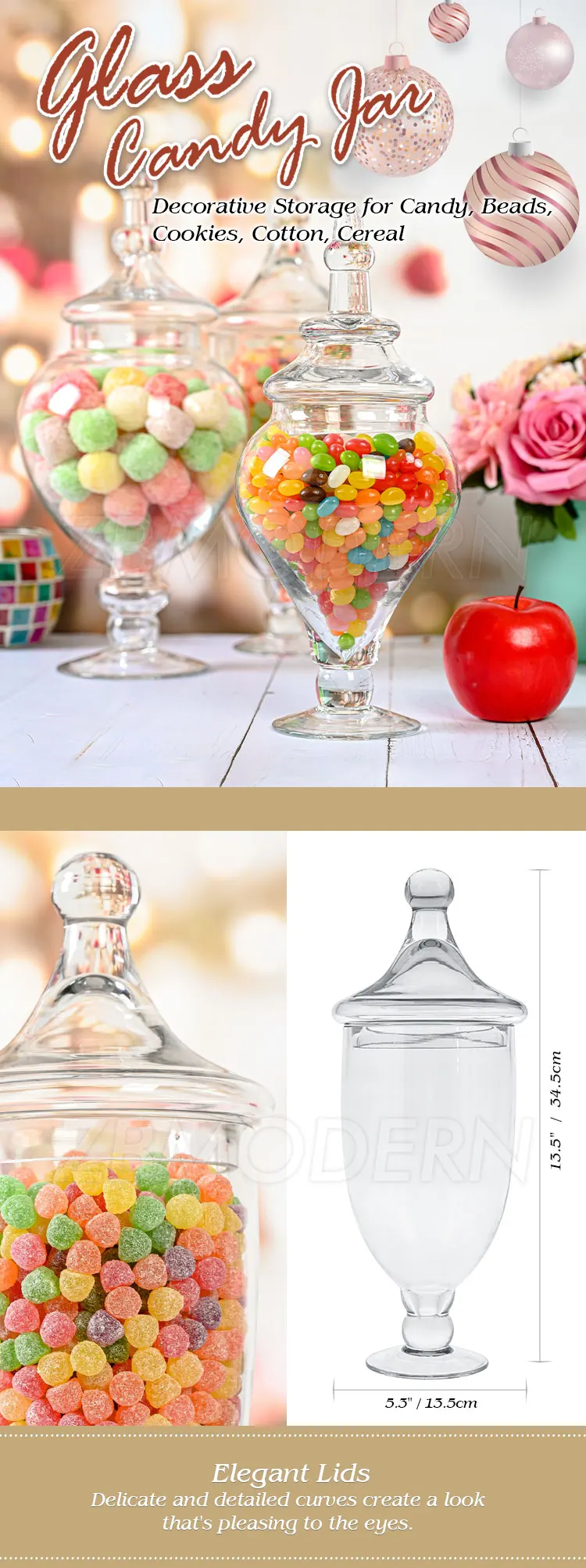 Kitchen Food Storage Cookie Container Decoration Candy Jar Home Goods