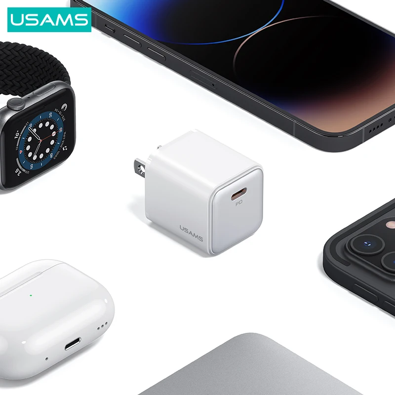 USAMS CC184 PD20W US Version Single Port Fast Charger for iPhone US Plug 20W QC PD Fast Charger for Samsung