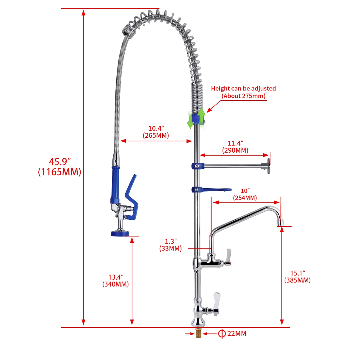 Modern Commercial Deck Mounted Kitchen Faucet Single-Hole Brass Pull-Out Pre-Rinse Spout with Dual Handle Ceramic Valve Faucet manufacture