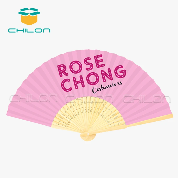Hot Sale OEM Service Bamboo Fabric Folding Hand Fan Pink Color African hand fans