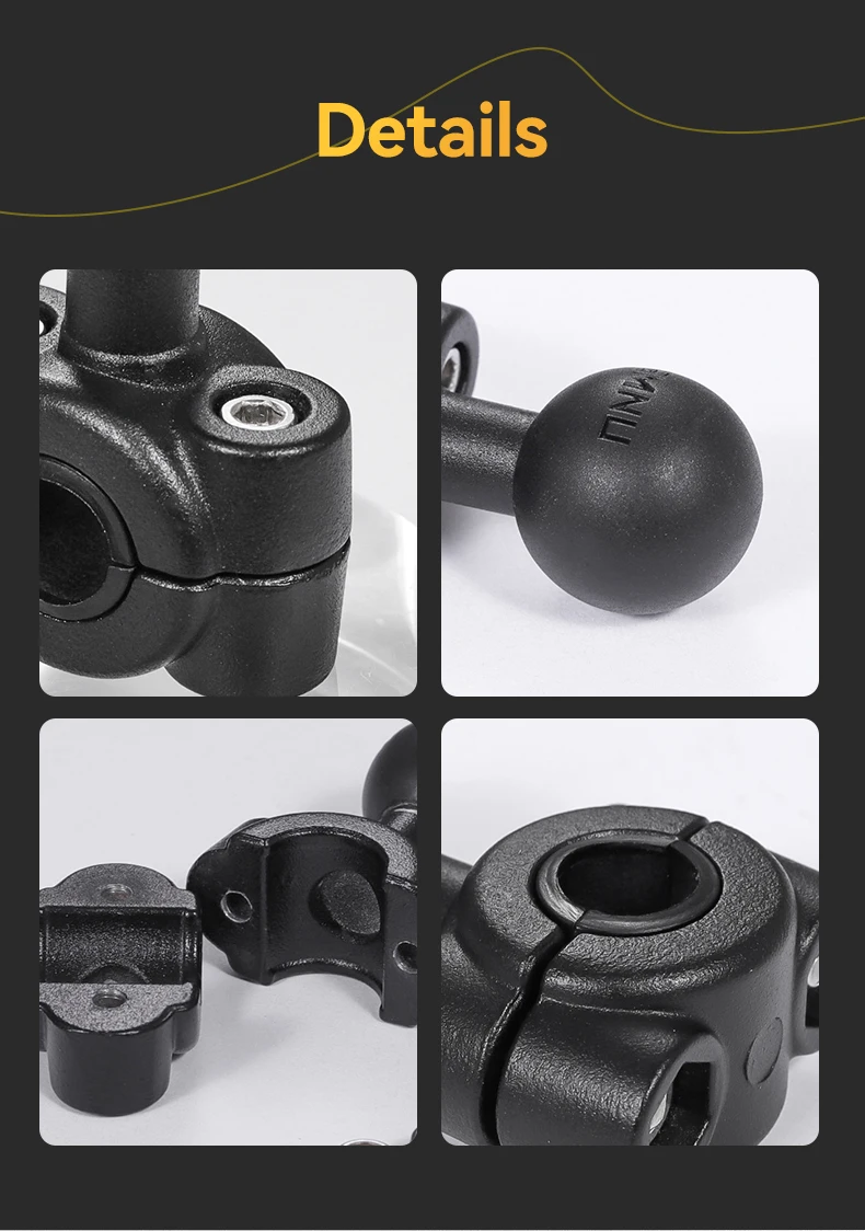 Thin Tube Aluminum Alloy Motorcycle Phone Holder Ball Head Base for Motorcycle Mirror Seat Phone Mount Ball Adapter Mount Ball supplier