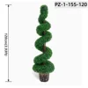 Bosso a spirale multi-torsione verde scuro intenso (120 cm / 3,93 piedi)