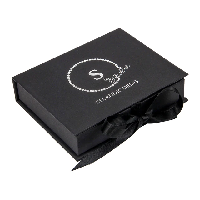 small black magnetic box custom black smart watch magnetic gift box with ribbon