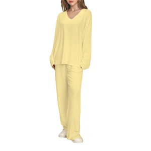 Long Sleeve Women's Sleepwear Set Bamboo Viscose Pajamas Custom Pjs Soft Lounge Wear Set for Ladies