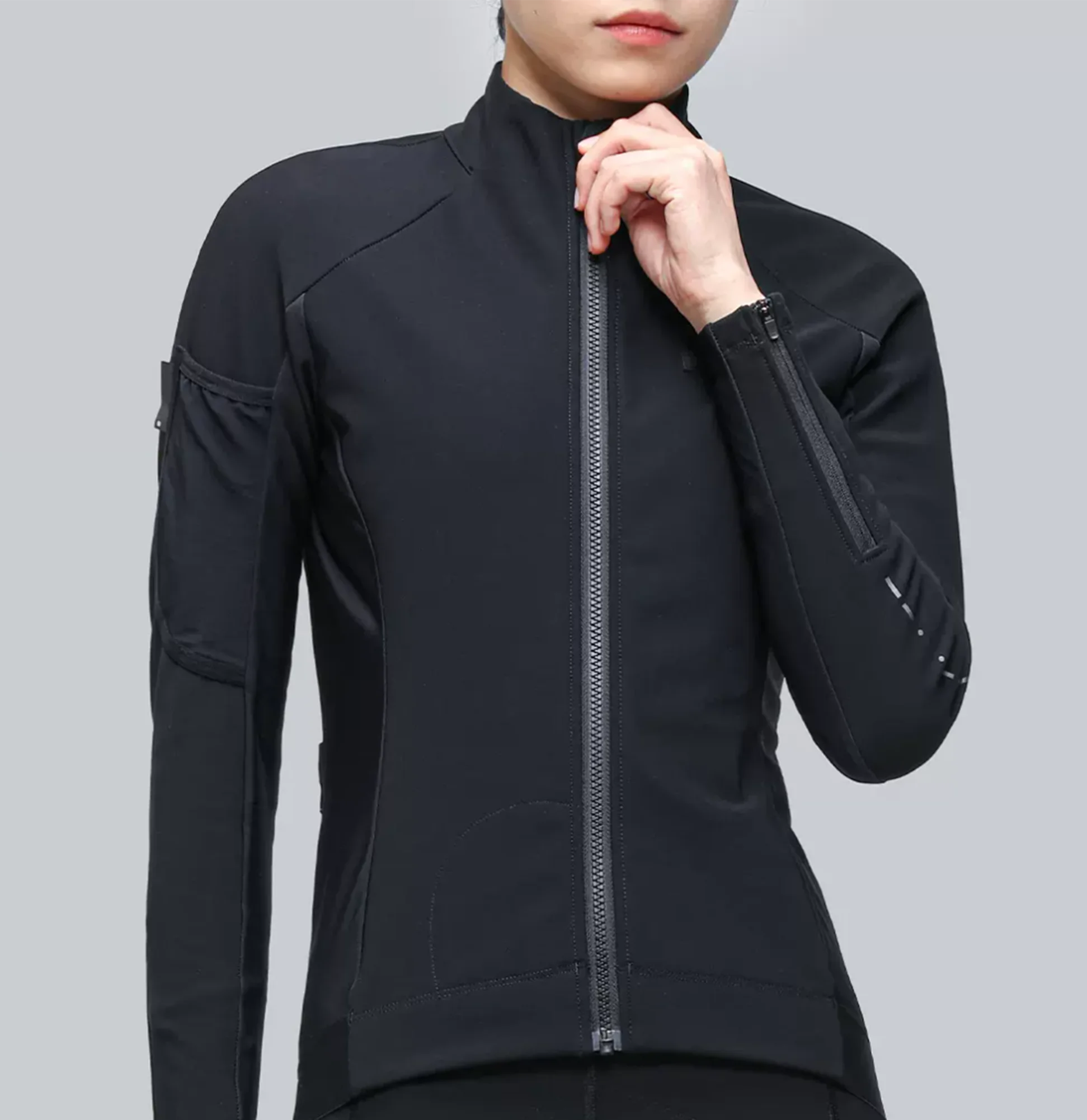 Winter Double Layer Cycling Jacket Winter Women Fleece Thermal Oem Custom Long Sleeve Cycling