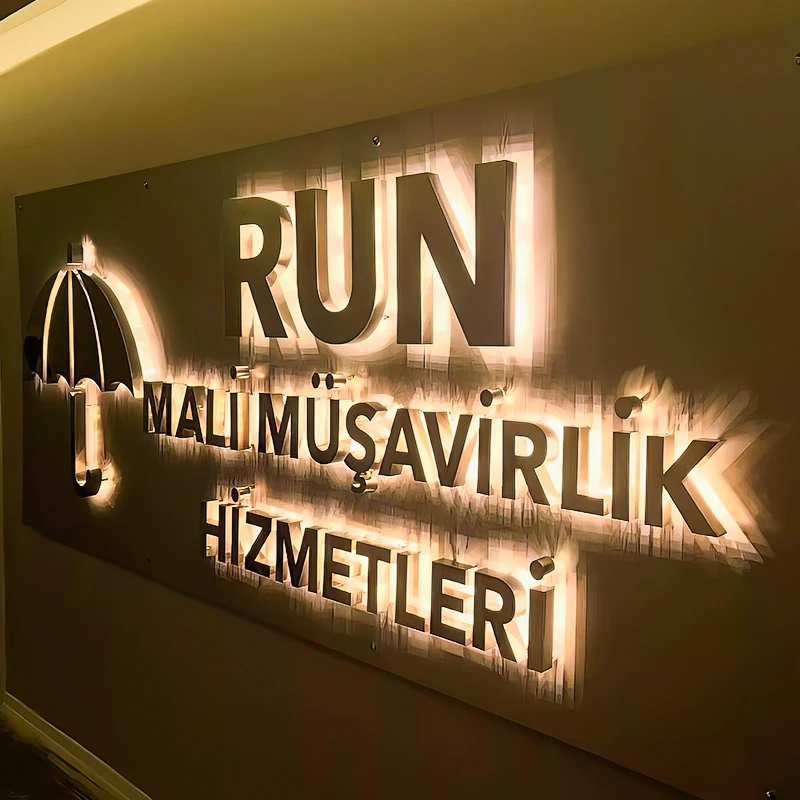 Logo Design Service 3D Metal Back Lighted Signs  Led Letter Sign for Shop Indoor Business Sign Board