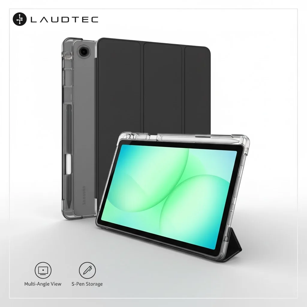 Funda de cuero TPU + PU con características antichoque, magnética y antimarcas de dedos, funda personalizada de tres pliegues para Samsung Tab A11 A9