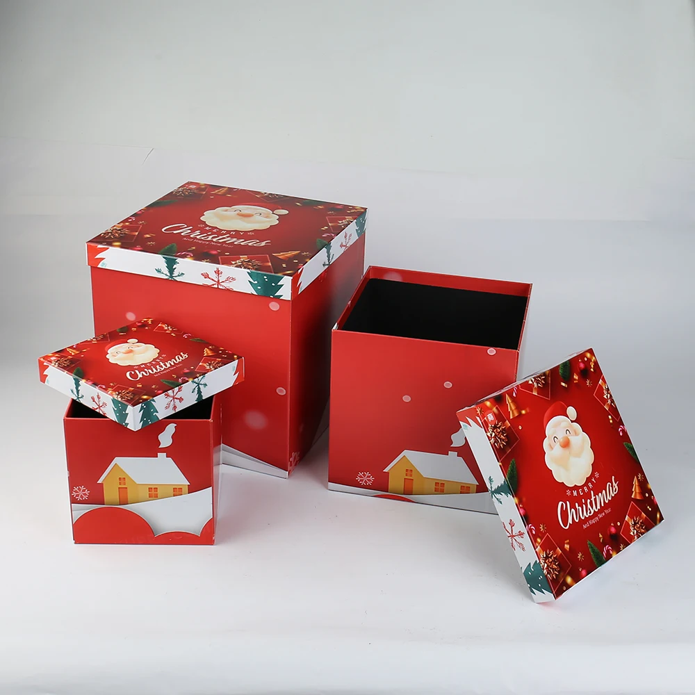 Customizable Christmas Gift Boxes Set Rigid Paper Packaging with Embossed Base and Lid Sponge Lined Gift Package for Present