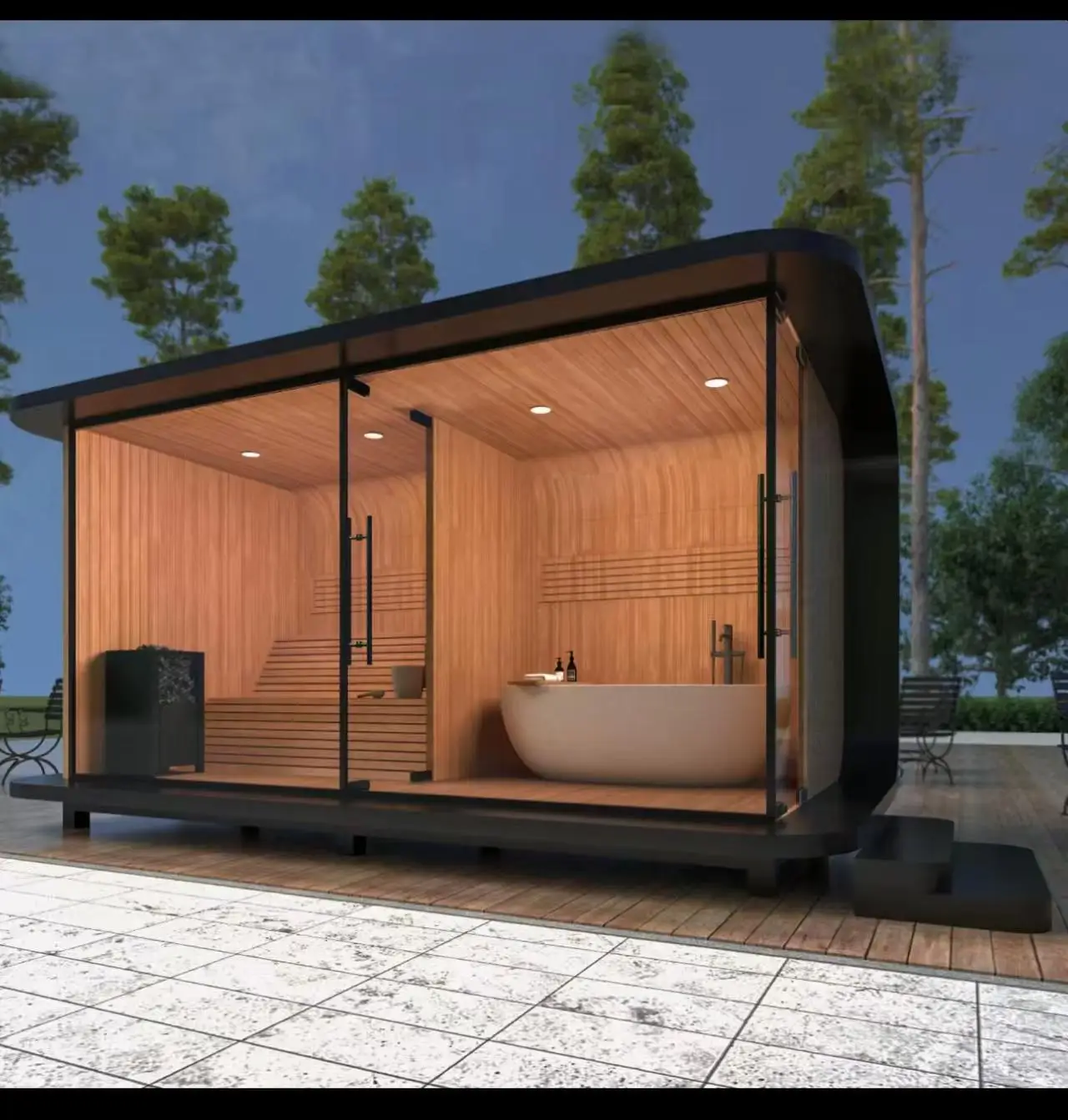Multifunctional Sauna Trailer Outdoor Use Smart Home Saunas for  2 3 4 Person Use Steam Room Dry Portable Sauna
