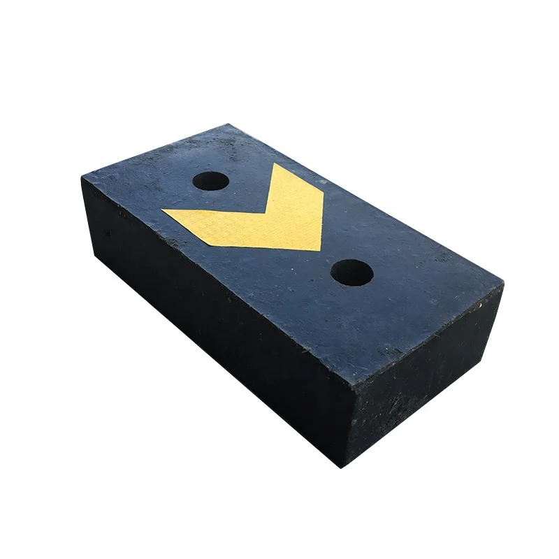 High Quality 400*200*100mm Reflective Rubber Truck Parking Buffer Block Dock Leveler Bumper with Two Mounting Holes supplier