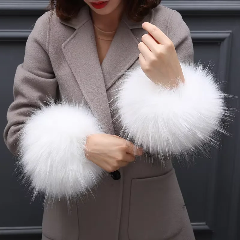 Poignets Fausse Fourrure Chauds Hiver - 1 Paire Manchettes Peluche Douce Femme Fille Ski Marche Plein Air