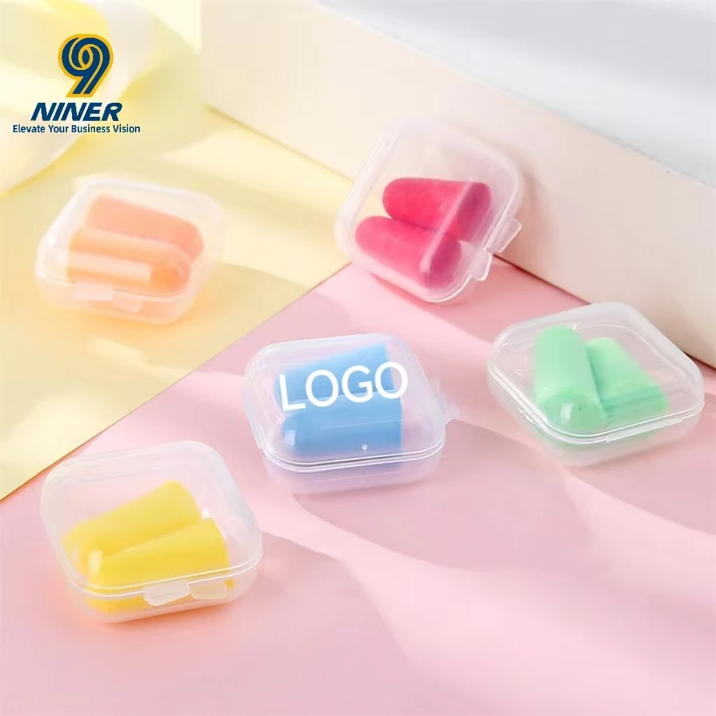 Printable Logo Multi-Color Available Square Box Packaging Sound Insulation Office Noise Reduction Sponge Earplugs