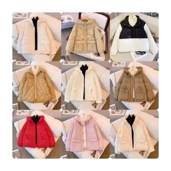 Women's Stand Collar Lightweight Down Jacket Autumn And Winter Single Breasted Warm Bread Style Fluffy Down Jacket