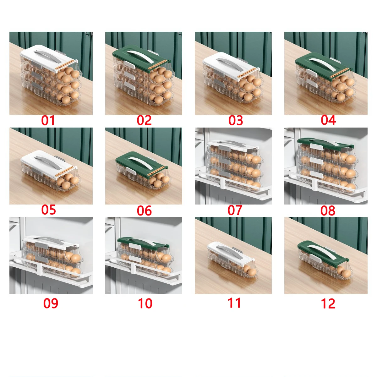 Ds1863 Transparent Drawer Container Plastic Eggs Basket Container