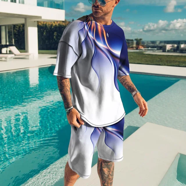 2023 Newest Men T Shirt Set 3D Print Cool Men's Clothes Outfits Casual Beach Shorts Suit Street Popular Tracksuit 2222_voghion.com
